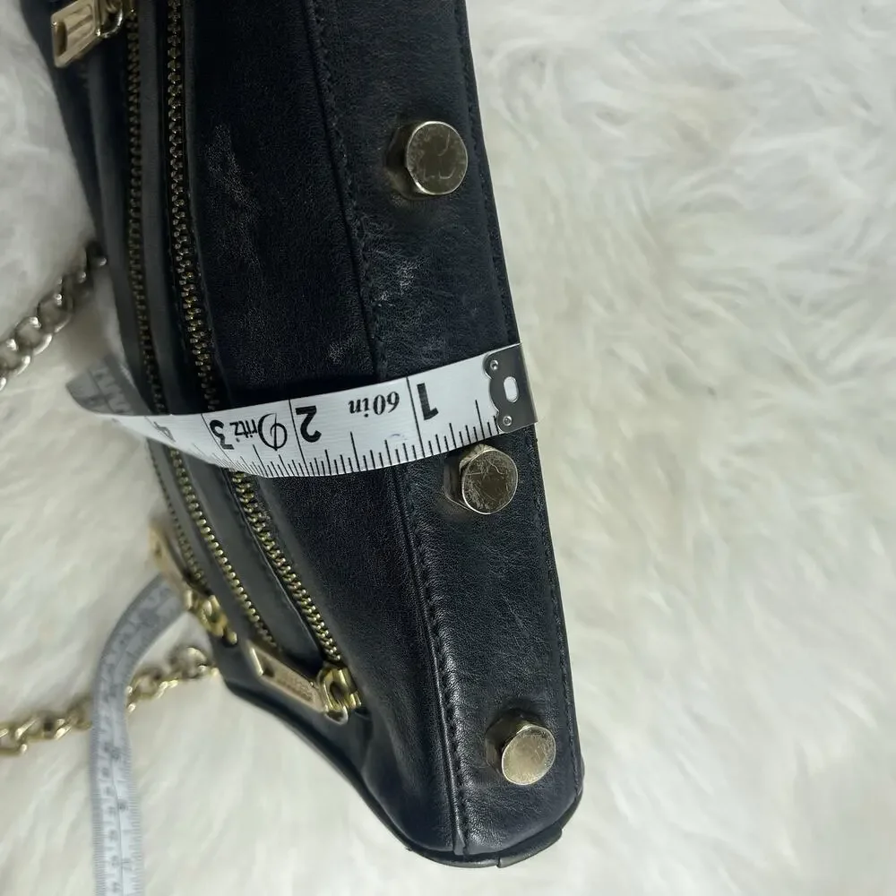 Rebecca Minkoff Zipper Leather Black Crossbody Bag